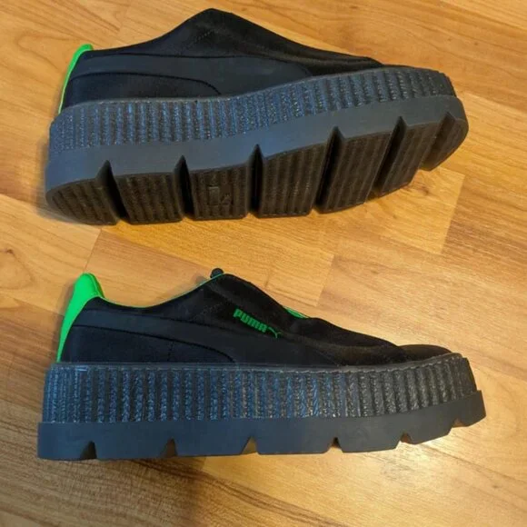 Puma Women's Black and Green Platform Sneakers - Picture 4 of 6